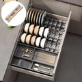 Dish Drying Rack, Stainless Steel Adjustable Bowl Plate Drainer, Pot Lid Holder, Plate Organizer for Cabinet for Cutting Boards, Cooling Racks (Milk White,18.11 * 3.93 inch,Tool Box B)