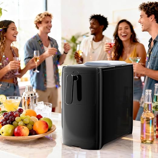 Electactic Countertop Ice Maker Machine 18lbs/24H, 6-Min Fast Bullet Portable Ice Maker, 6.69” Slim Space-Saving with Auto-Drain Drawer, Self-Cleaning, Scoop for Kitchen RV, Black