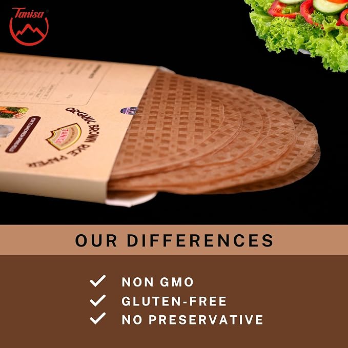 TANISA Organic Brown Rice Paper Wrapper, Healthy Gluten Free Spring Roll Rice Paper Wrappers Fresh Rolls