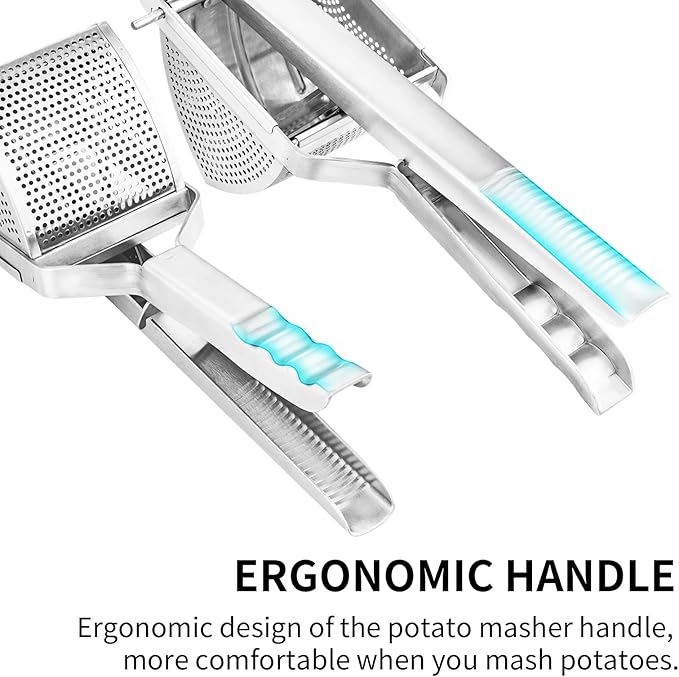 Upgraded Potato Ricer Stainless Steel, Heavy-Duty Potato Masher with Multi-Hole Design, Ricer for Mashed Potatoes, Baby Food, and More - Ideal Kitchen Tool for Effortless, Smooth Purees