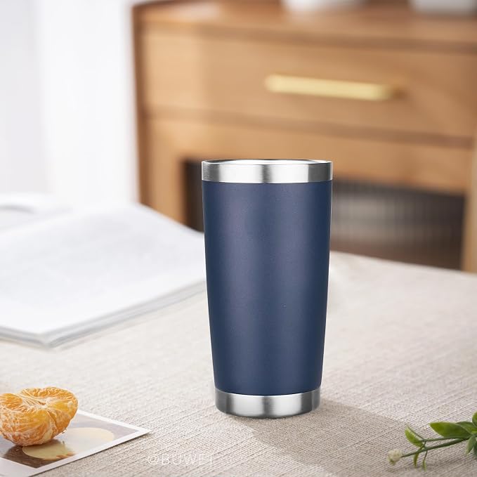 20oz Tumbler with Lid Stainless Steel Insulated Tumblers Travel Coffee Tumbler Bulk Double Wall Vacuum Insulated Water Cup Gifts for Christmas Women Men Her Him Home Office(Navy, 6pack)