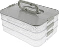 KALLORY Triple-layer Food Storage Container for Refrigerator, Stackable Lunch and Snack Boxes with Lid, Plastic, Detachable Design, Suitable for Meal Prep and Bacon Storage