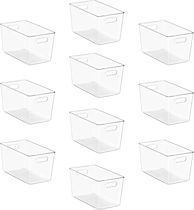 Sorbus Clear Storage Bins, 10 Pack X-Large Organization Bins with Handles – Clear Storage Containers for Storage, Pantry, Fridge, Cabinet, Closet & Kitchen Organization – BPA-Free Plastic