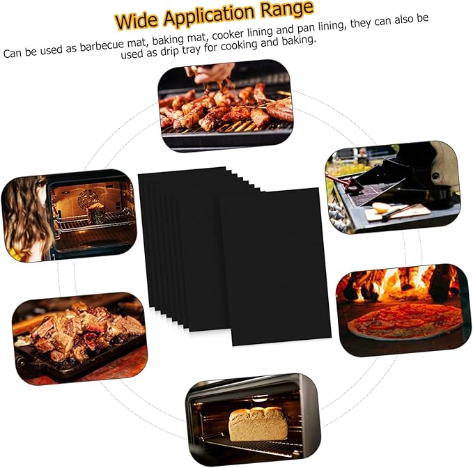 Luxshiny 9pcs Non-stick Oven Liners Reusable Baking Mats Grill and Cooking Easy to Clean for Grilling and Baking