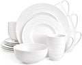 Divitis Home Infinity bone china dinnerware set - 16 piece round dinnerware set, includes soup bowls, dinner plates and salad plates
