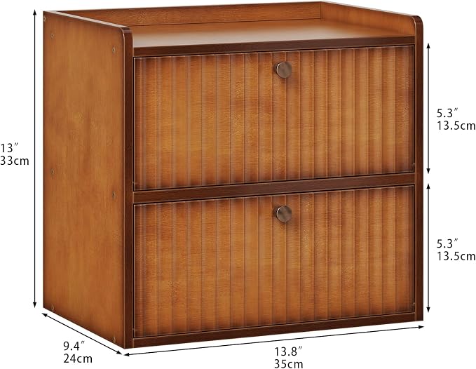 Trironsun Rustic Bread Box for Kitchen Countertop Bamboo Bread Storage Container Bin Double Layer BreadBox Farmhouse Large Capacity Food Organizer (Brown)