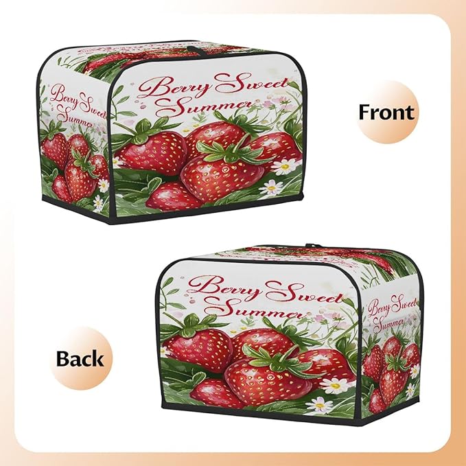 Spring Strawberry Red 4 Slice Toaster Cover Dust And Fingerprint Bread Maker Cover Bakeware Protector Washable Appliance Covers Kitchen Accessories For Home Kitchen Women Gift