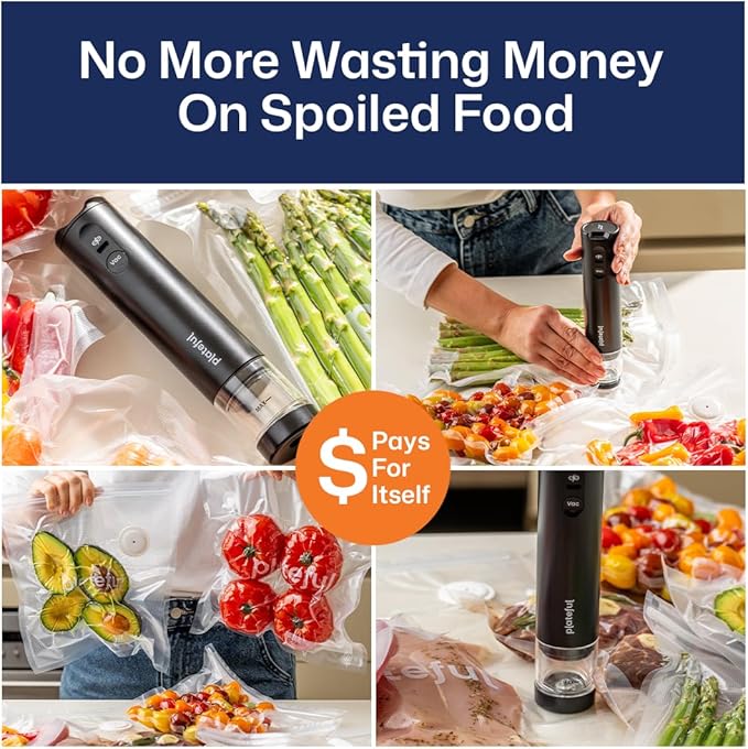 Handheld Vacuum Sealer for Food - Portable Cordless Food Vacuum Sealer Machine, Compact Mini Seal for Storage, Sous Vide & Freezer Preservation (30 Bags)