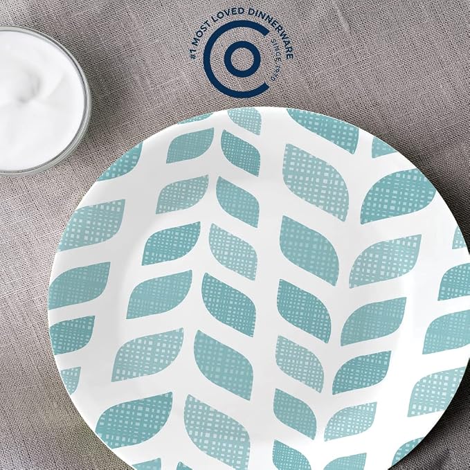 Corelle Vitrelle 6.75" Salad Appetizer Plate Set, Triple Layer Glass and Chip Resistant, Lightweight Round Plates, 6-Piece Northern Pines
