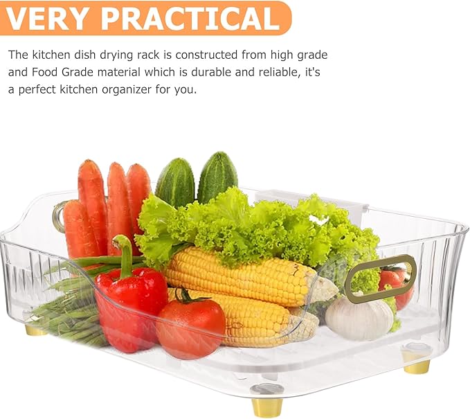Healifty Dish Drying Rack Over Sink Kitchen Storage Rack with Cutlery Holder and Fruit Vegetable Drainer for Home Organization