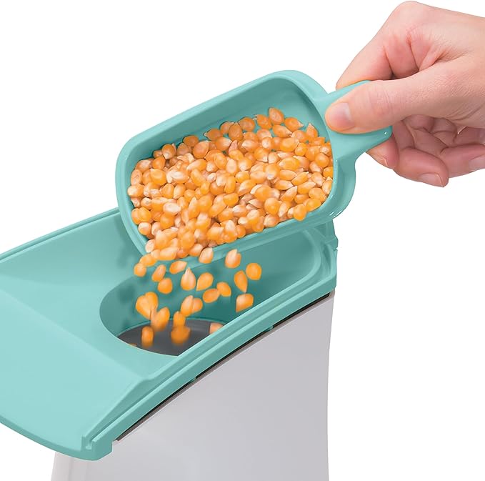 Presto 04869 Poplite Hot Air Popcorn Popper - Built-In Measuring Cup + Melts Butter, Easy to Clean, Built-In Cord Wrap, 18 Cups, Aqua/White