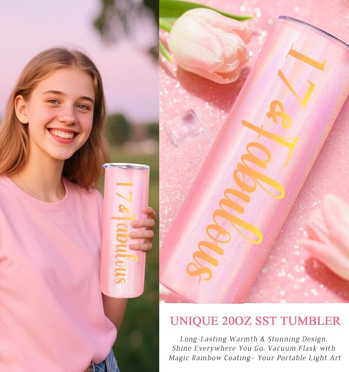 17th Birthday Gifts for Girls 17 Year Old Girl Birthday Gifts, Unique 17th Birthday Gifts for Daughter, Niece, Granddaughter, Girlfirend, Her, 17 & Fabulous Cool 17 Decorations