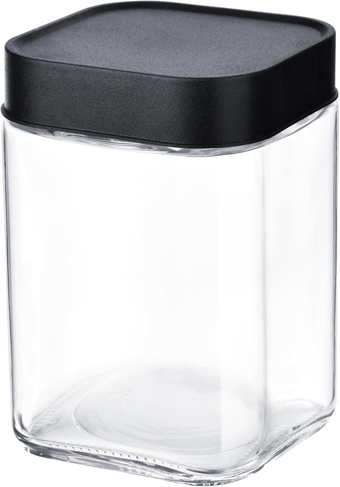 12 PCS Kitchen oil dispensers Spice Jars And Food Conainers Set, Clear Glass With Food Degree Plastic, 17 oz Cooking oil dispener, 8.8 oz Condiment Spice Jars, 8.4 oz Sealing Oats Containers Black