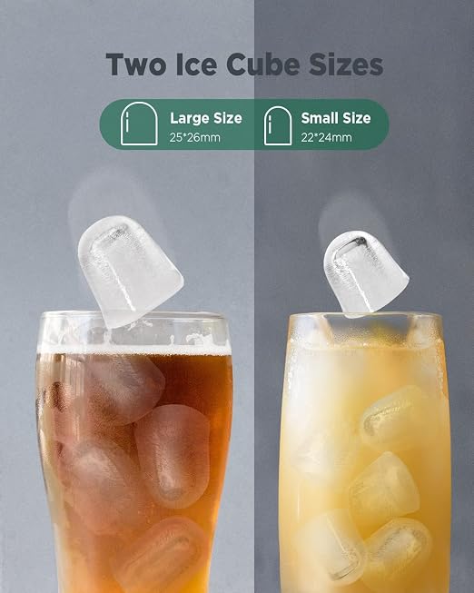 Silonn Ice Makers Countertop, 26Lbs/24H, Self-Cleaning Ice Machine, 9 Cubes Ready in 6 Mins, 2 Sizes of Bullet Ice, Ice Makers for Home Kitchen Office Bar Party, Black