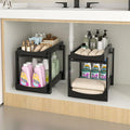 MHXW SXPN Bamboo Under Sink Organizer and Storage, Pull Out Cabinet Organization, 2 Tier Vertical Slide Out Undersink Storage Shelf, Organizer Shelves for Kitchen Bathroom Medicine (Black, 2 Pack)
