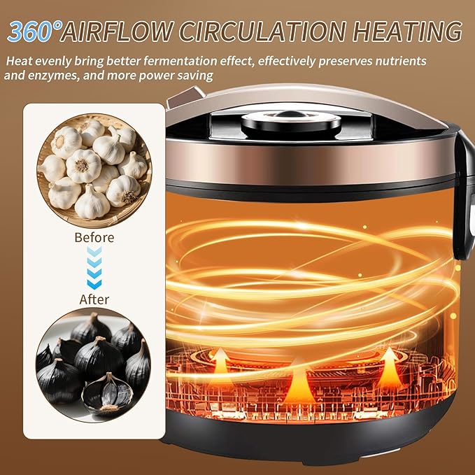 6L Black Garlic Fermenter,Yogurt Maker with Adjustable Temperature & Time Control, Automatic Intelligent Control Garlic Fermenter Natto, Yogurt, Kimchi, Wine Fermenter Machine