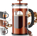 Veken French Press Coffee Maker 34oz 1 L, No Plastic Touching Cafe, Heat Resistant Thickened Borosilicate Glass, Stainless Steel Brewer, Cold Brew Cafetera Teapot for Kitchen Travel Camping, Copper