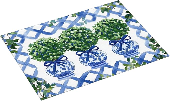 Topiary Chinoiserie Ginger Jar Dish Drying Mat For Kitchen Counter Microfiber Absorbent Dish Draining Reusable Washable Extra Large 18"X24"