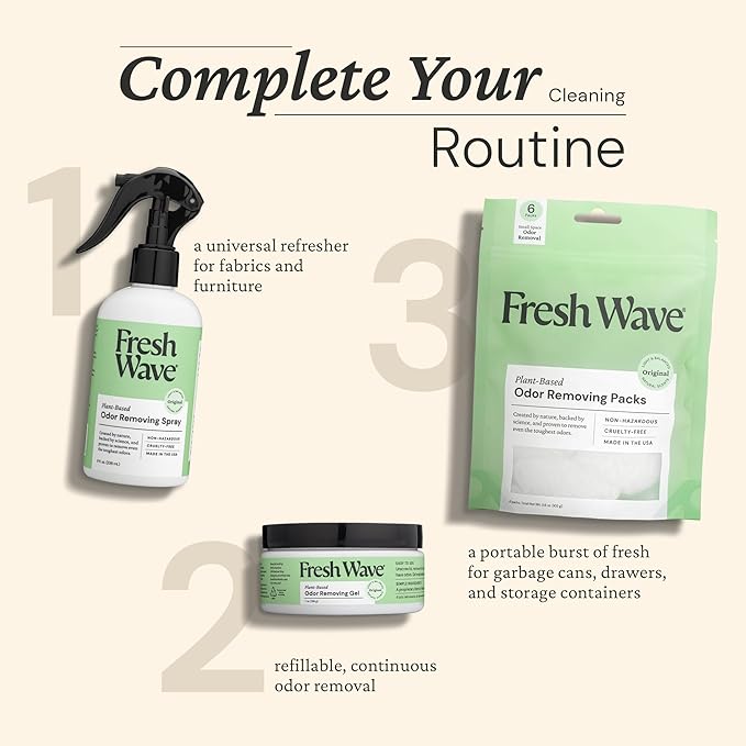 Fresh Wave Odor Removing Gels Bundle: Original Scent 3-Pack 7oz. & 63oz. Gel Refill