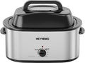 30 Quart Large Turkey Roaster with Defrost & Warm Functions, Electric Roaster Oven with Visible Self-Basting Lid, Adjustable Temperature Control, Removable Pan & Rack, Stainless Steel, Silver