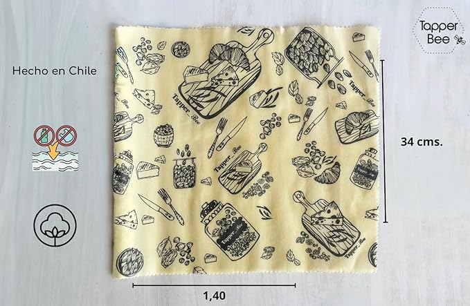 Beeswax Wrap: Sustainable Plastic-Free Storage for Snacks & Bread. Reusable, Cotton-Based & Eco-Friendly. Grey Nuts Design, 55”x13.4” Roll.