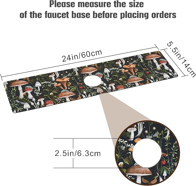 Sink Faucet Absorbing Mat, 2 Pack Drying Mat Around Faucet Sink Splash Guard Behind Faucet Sinkmat For Kitchen Bathroom Island Rv 24 * 5.5 Inch (60 * 14 cm)
