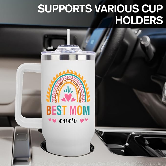 LHSCVUFASC Mothers Day Gifts for Mom from Daughter Son, Best Mom Ever Tumbler for Mother Wife, Christmas Birthday Gifts Ideas for Moms, Mama 40Oz Insulated Tumbler Cup