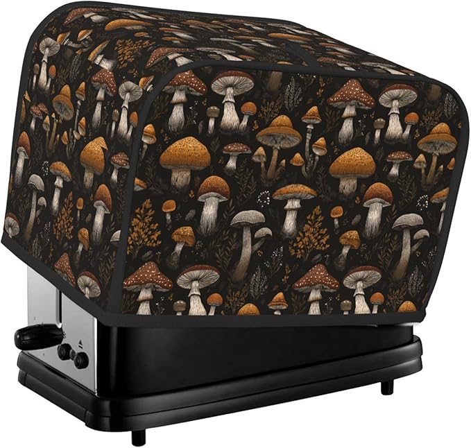 Toaster Cover 2 Slice Vintage Mushroom Leaf Kitchen Small Appliance Covers with Pockets Dust and Fingerprint Protection
