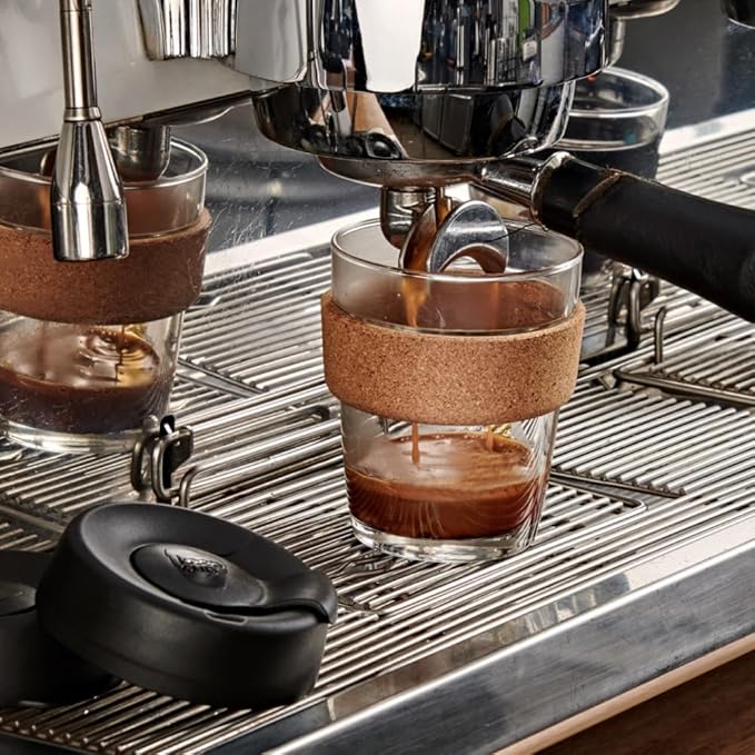 KeepCup Brew Cork, Reusable Glass Tumbler with Natural Cork, Grande Coffee Cup 16oz/454ml - Press