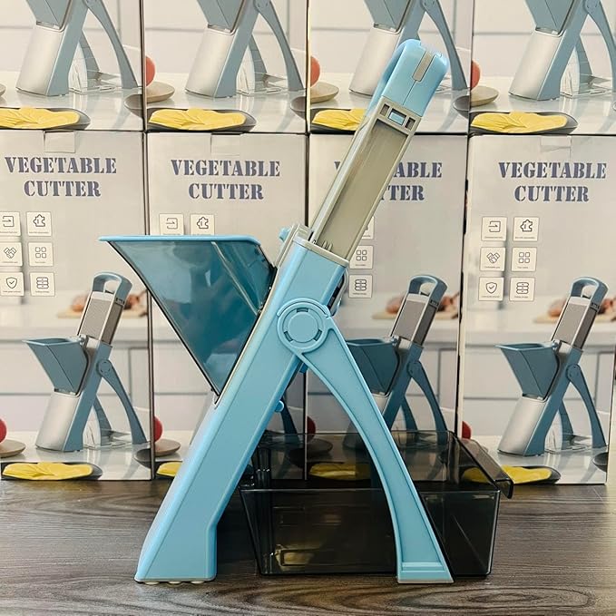 New Mandoline Slicer for Kitchen,Potato Slicer Thickness Adjuster,Veggie Onion Dicer Faster Kitchen Mandolin for Meal Prep, safe Vegetable Chopper and slicer vegetable cutter,French Fry Cutter, (Blue)