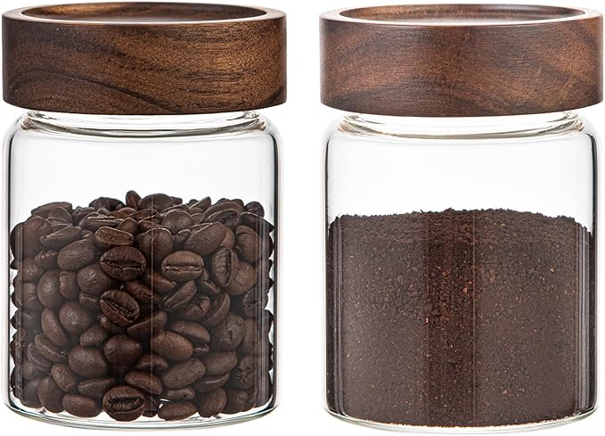 10 oz Small Glass Jars with Top Screw Lid Round Herb Coffee Bean Ground Storage Canister Clear Glass Food Container for Pantry Sugar Tea Coffee Bean Spice Nuts Cookies Bath Salts (2×300ml(10oz))