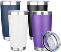 20oz Tumbler with Lid Stainless Steel Insulated Tumblers Travel Coffee (4, White/Black/Purple/Navy)