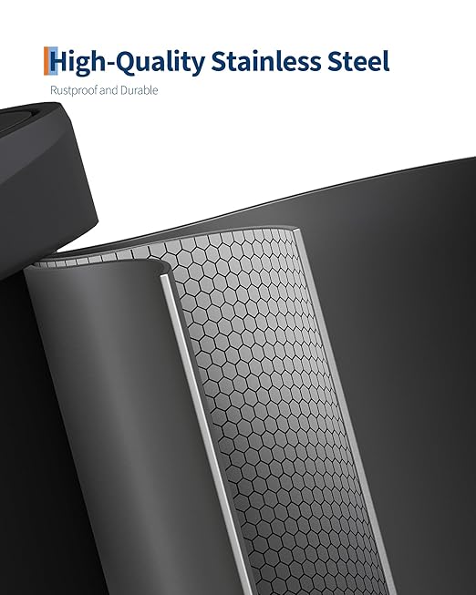 60 Liter/16 Gallon Kitchen Trash Can, Trash Can with Lid and Foot Pedal, Stainless Steel Garbage Can with Liner Rim, Rear Handle, Soft Close Plastic Lid