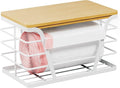 TIDIIABODE Small Grocery Bag Holder, Trash Bag Dispenser with Removable Bamboo Top, No Drill,White