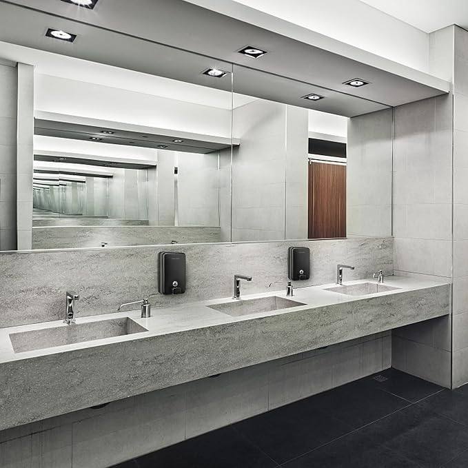 Black Soap Dispenser and Toilet Seat Cover Dispenser