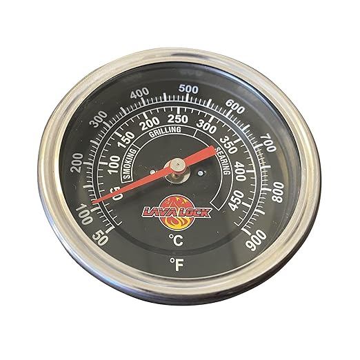 Black Face BBQ Grill Thermometer 50F-900F High Temp Range Heavy Duty Premium Quality Smoker Thermo 2 Inch or 3" 1/2 NPT Thread