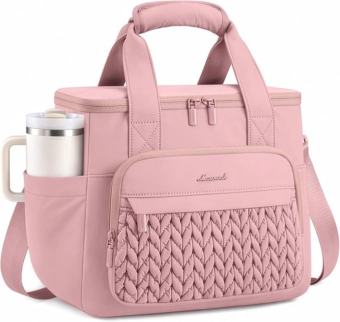 LOVEVOOK Lunch Bag Women, Insulated Wide Opening Adult Lunch Box for Women Work with Cup Holder, Large Lunch Cooler Tote Bag with Utensils Pocket for Office Campus Picnic Beach Mom Nurse Family