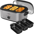 Sunvivi Electric Roaster Oven, Roaster with Removable 3-bin Buffet Server, 20 QT Turkey Roaster Oven with 150-450°F Full-Range Temperature Control, Removable Pan & Rack, Stainless Steel
