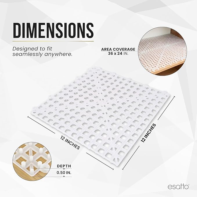 Esatto Interlocking Shelf Mats – for Spills, Clean Bars, Stain Protection, and an Anti-Slip Surface (6, Clear)