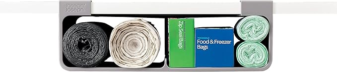 Joseph Joseph Caddy, Under Shelf Storage, Film Foil and Bag Organizer | For Larger Rolls | Fits Kitchen Units Over 13 in | Large | Pack of 2