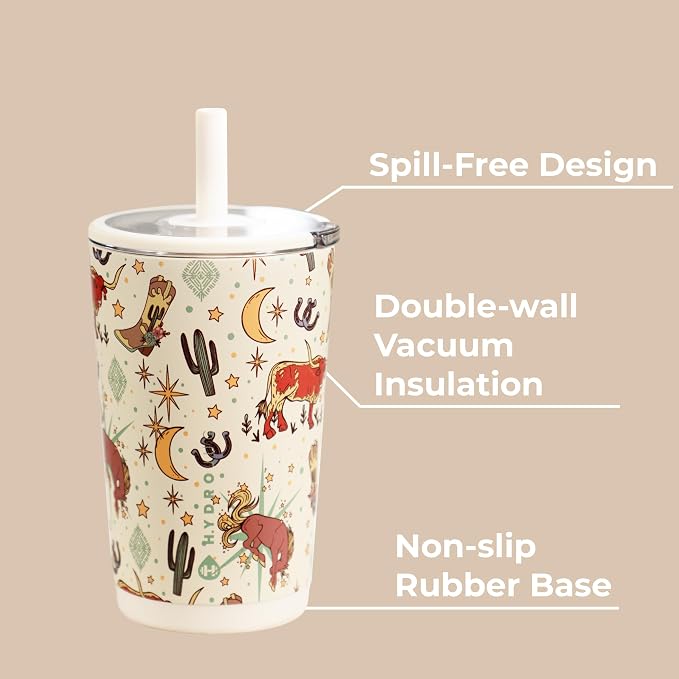 HydroJug Everyday Tumbler 14 oz, Ceramic-Lined Straw Cup, Rodeo