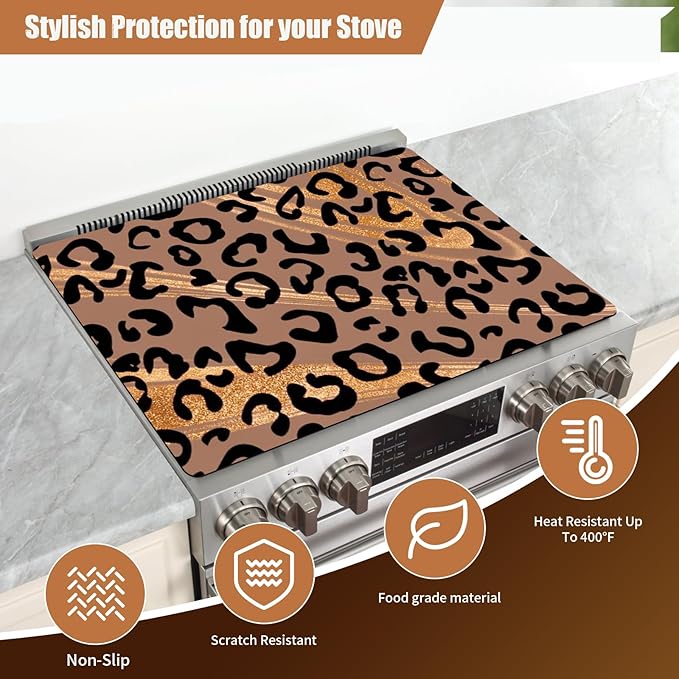 Decorative Electric Stove Top Covers, Heat Resistant Silicone Stove Cover Mat, Stove Top Protectors for Electric Flat Glass Stoves, Adds Extra Counter Space for Small Kitchens and Apartments