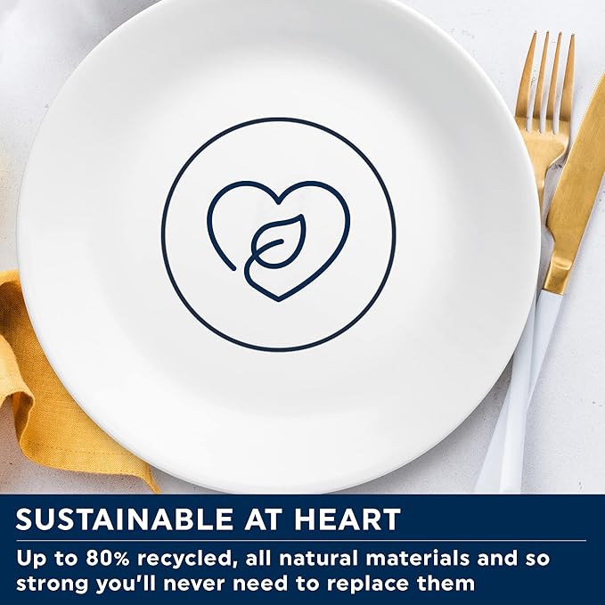 Corelle Dinnerware Set (12pc Set, Mystic Grey)-Dinner Set for 4 Includes 4 x Dinner Plates, Side Plates & Bowls 3 X More Durable, Half The Space & Weight of Ceramic up to 80% Recycled Glass, 1146820