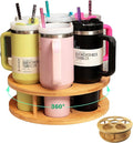 7 Slots Water Bottle Organizer for Stanley Cup Tumbler Accessories Owala Bottle Holder Rotatable Drying Rack Storage for Kitchen Cabinet Countertop Pantry Organizers for Gift, Natural Wood