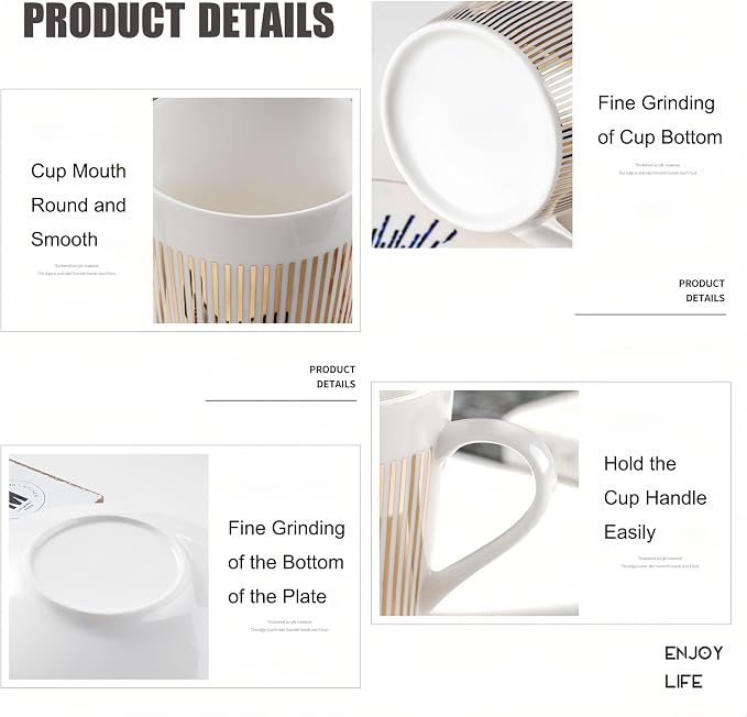 Old Craftsmen's Coffee Cup and Saucer Sets 8.45oz Unique Dynamic Mirage Reflection Tea Cup Luxury Porcelain Mirror Ceramic Mug Gifts for Cappuccino Espresso 250ml Horse