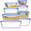 Vacuum Preservation Box 8 Pack Glass Food Storage Containers with Airtight Lids, Glass Meal Prep Containers, Bento Boxes for Lunch, for Microwave Crisper(Blue)
