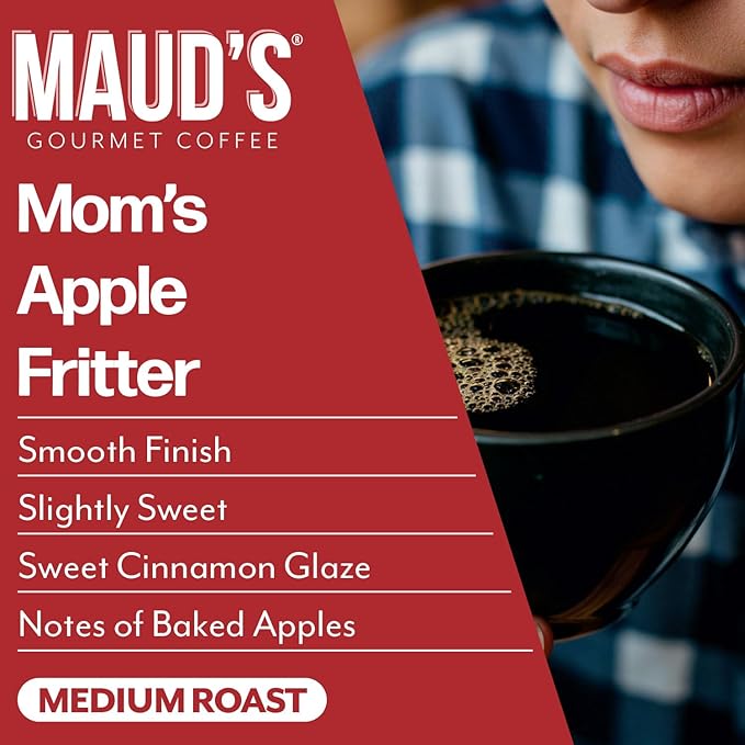 Maud's Apple Fritter Flavored Coffee Pods, 18 ct, Medium Roast Flavored Coffee in Single Serve Pods – 100% Arabica Beans, Compatible with Keurig K Cups Maker
