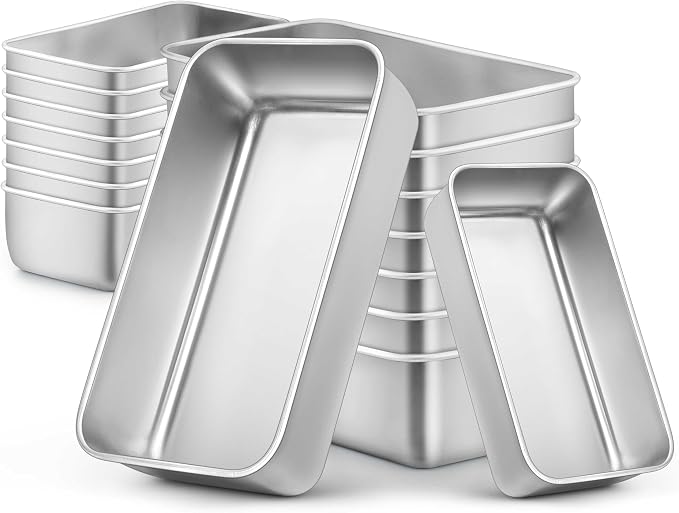 LIANYU Bread Pans Set, 16 Pack Stainless Steel Bread Loaf Pans for Baking, 9x5 Inch and 6.3x3.5 Inch Small Loaf Pans for Homemade Bread Brownies Cake, Oven Safe & Dishwasher Safe, 8 Medium+8 Small