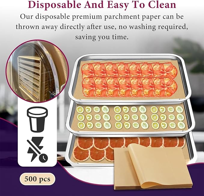 500 Packs Freeze Dryer Tray Mats For Harvest Right Freeze Dryer Accessories for Extra Large Trays, Parchment Sheets, Freeze Dryer Tray Mats for Harvest Right