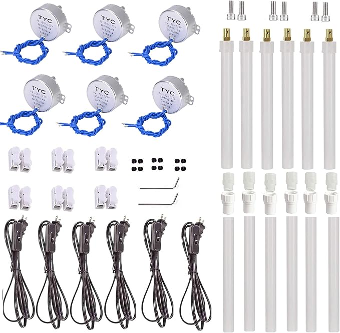 6 Set Cup Turner motor Kit Accessories for Crafts Tumbler,Includes Synchronous Turntable Motors,Coupling Connectors, Switch Cords - Ideal for Cuptisserie,Tumbler Cup Rotator Machince (5-6RPM)